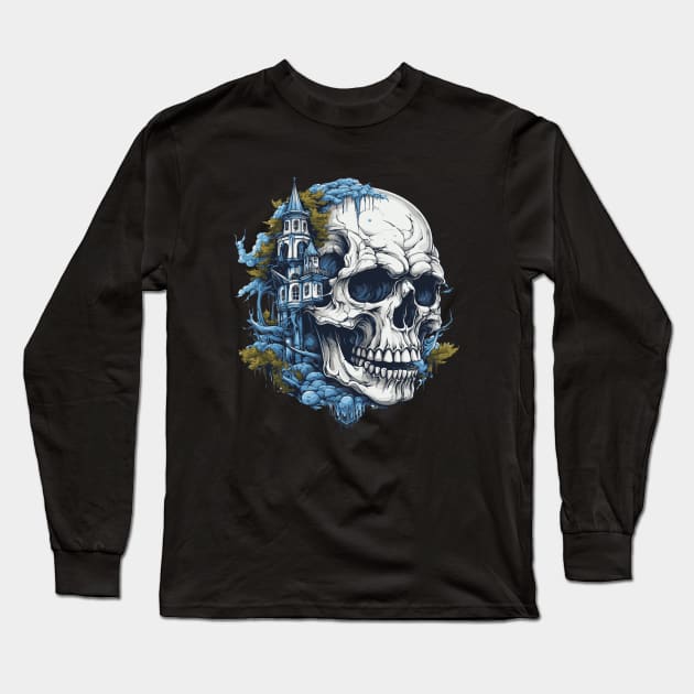 Strange House, Skull Long Sleeve T-Shirt by vectrus